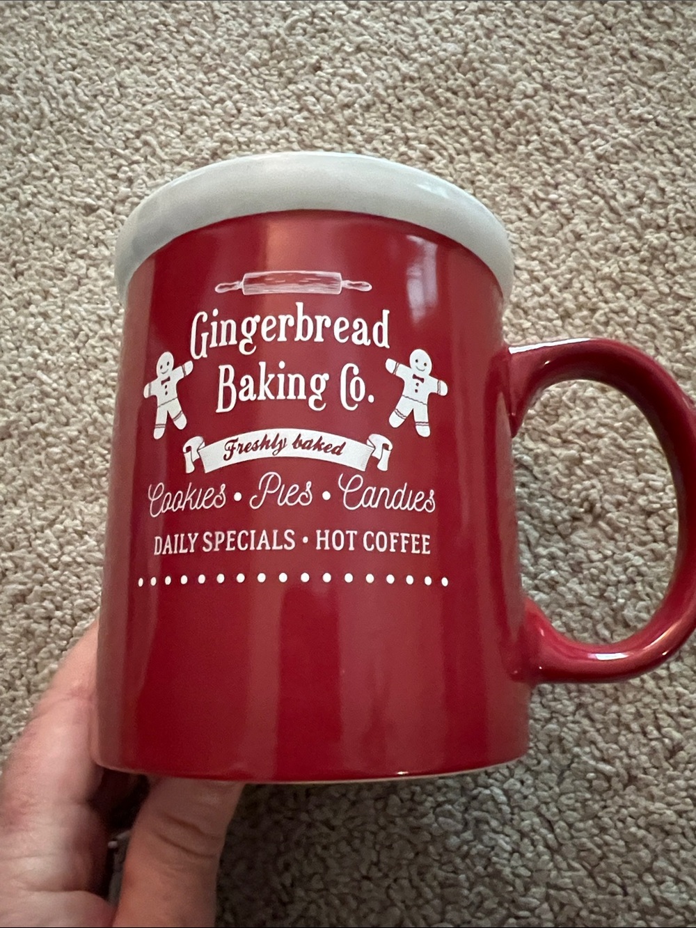 Gingerbread Large Red Ceramic Holiday Mug